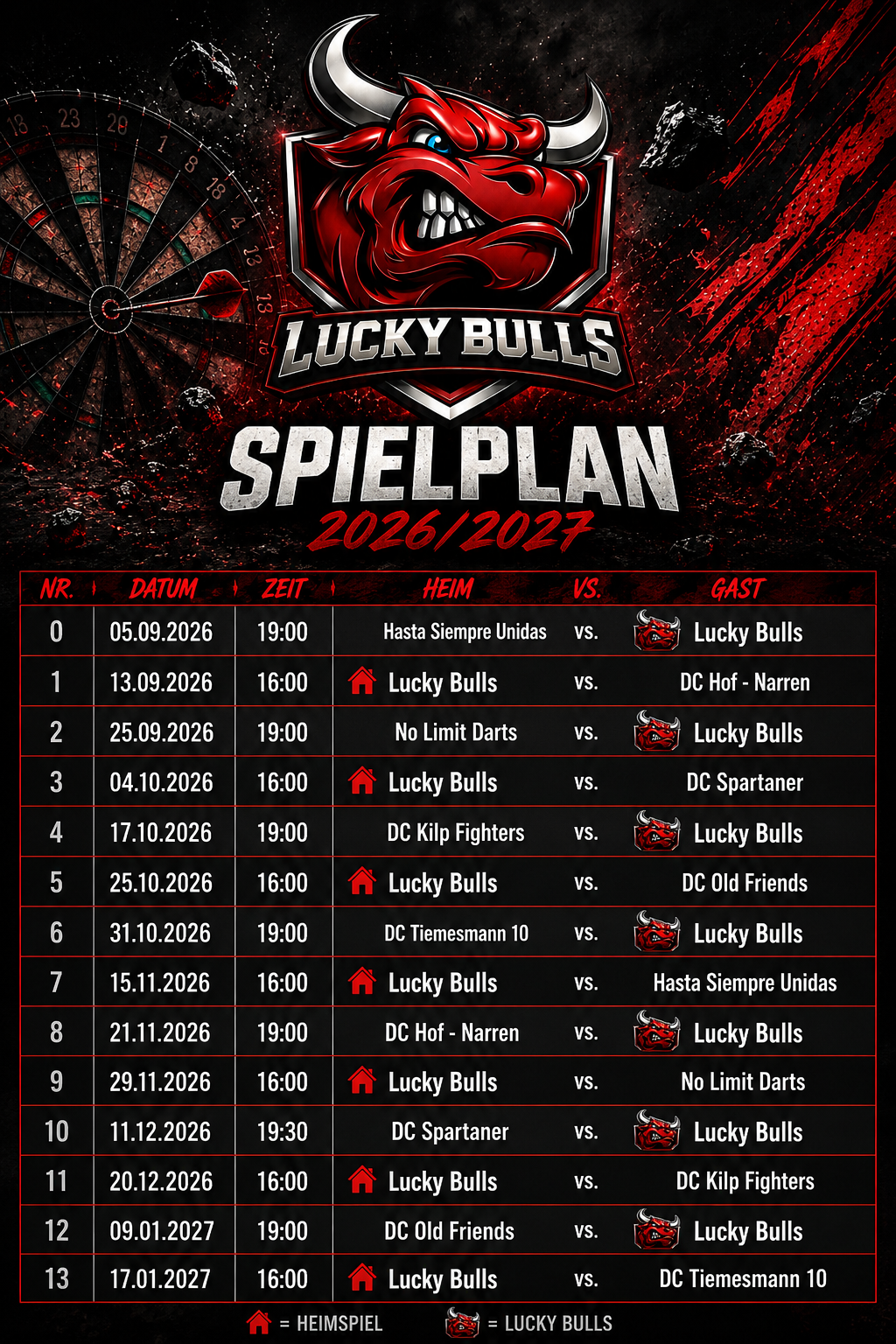 Neue Saison, neue Gegner – der Spielplan steht! 🐂🔥